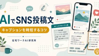 AIでSNS投稿文とキャプションを作る方法を示すアイキャッチ画像
