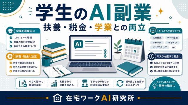 学生のAI副業と扶養・税金・学業との両立を示すアイキャッチ画像