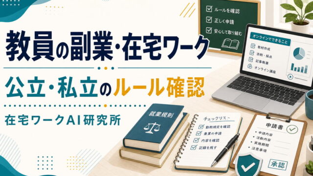 教員の副業・在宅ワークで公立と私立のルール確認を示すアイキャッチ画像