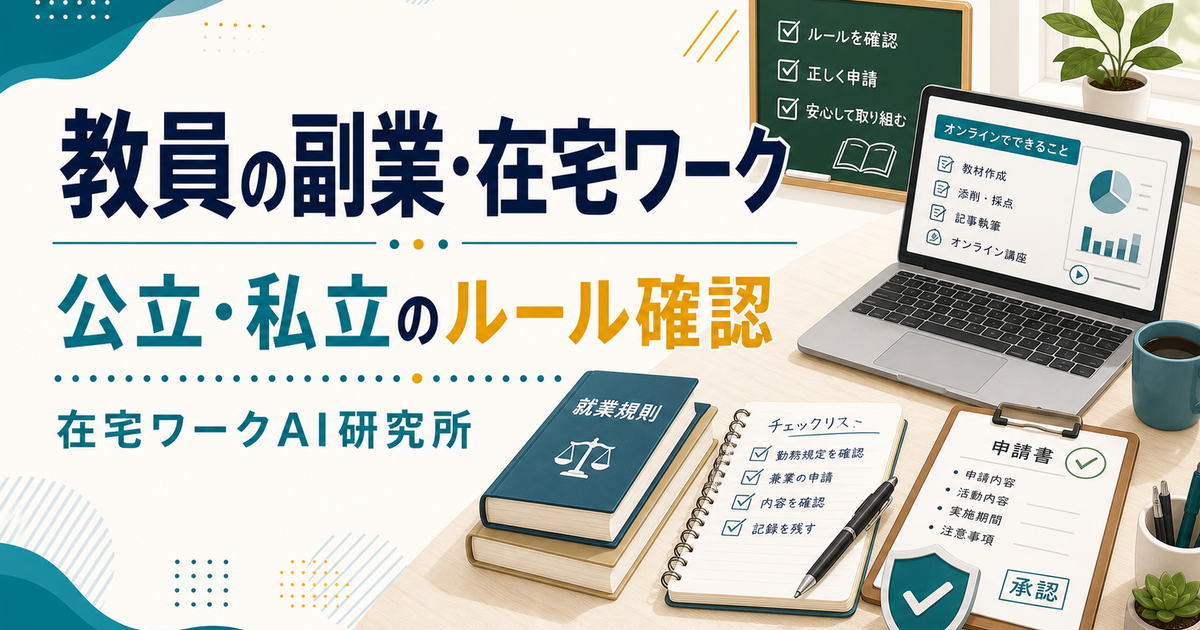 教員の副業・在宅ワークで公立と私立のルール確認を示すアイキャッチ画像
