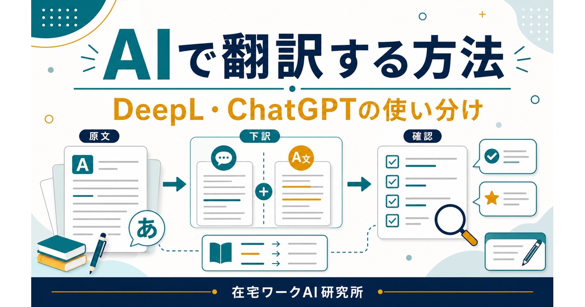 AIで翻訳する方法とDeepL・ChatGPTの使い分けを示すアイキャッチ画像
