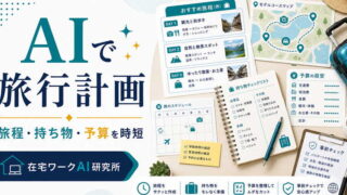 AIで旅行計画の旅程や持ち物や予算目安を時短して整理する方法を示すアイキャッチ画像
