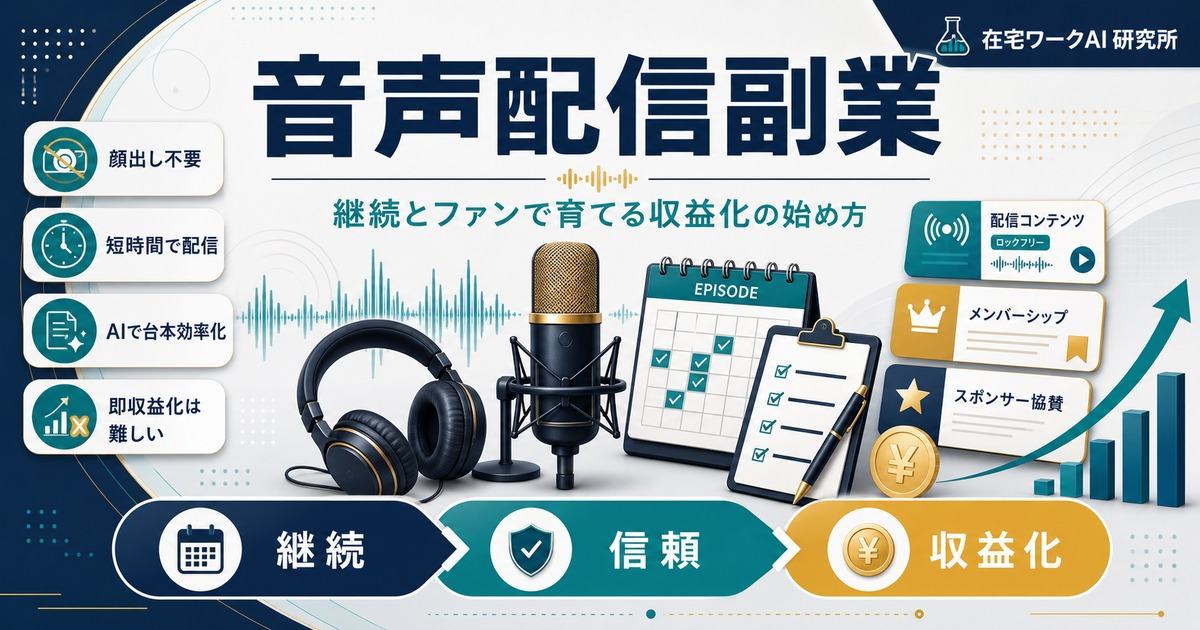 音声配信副業の始め方と収益化の現実を示すアイキャッチ画像