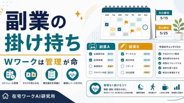 副業の掛け持ちとWワークの管理ポイントを示すアイキャッチ画像