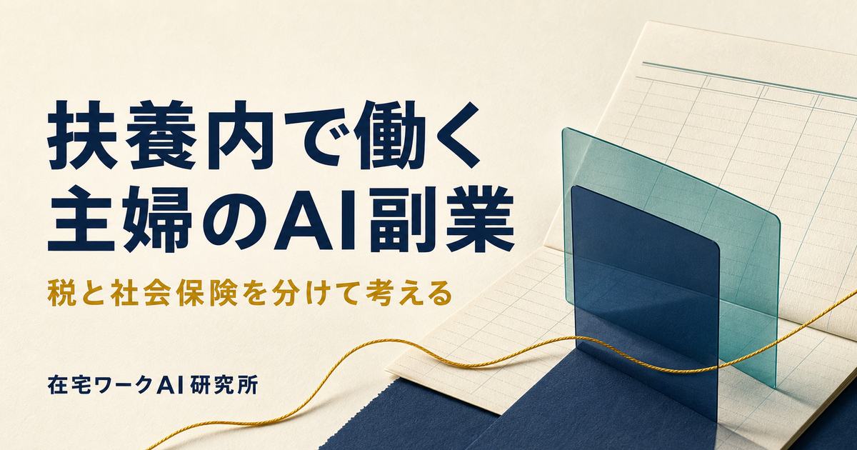 扶養内で働く主婦のAI副業で税と社会保険を分けて考える