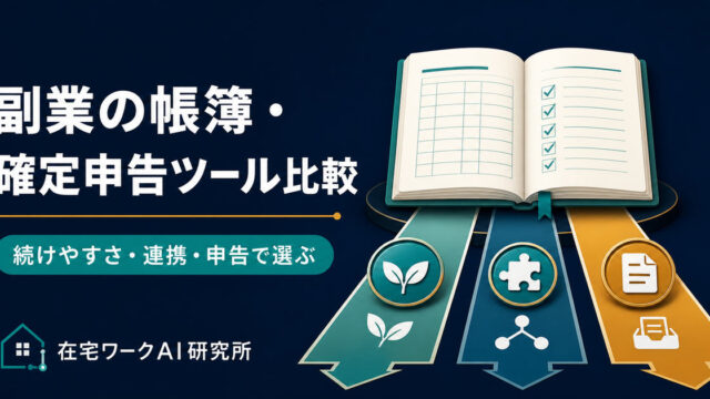 副業の帳簿・確定申告ツールを続けやすさ・連携・申告で選ぶ図
