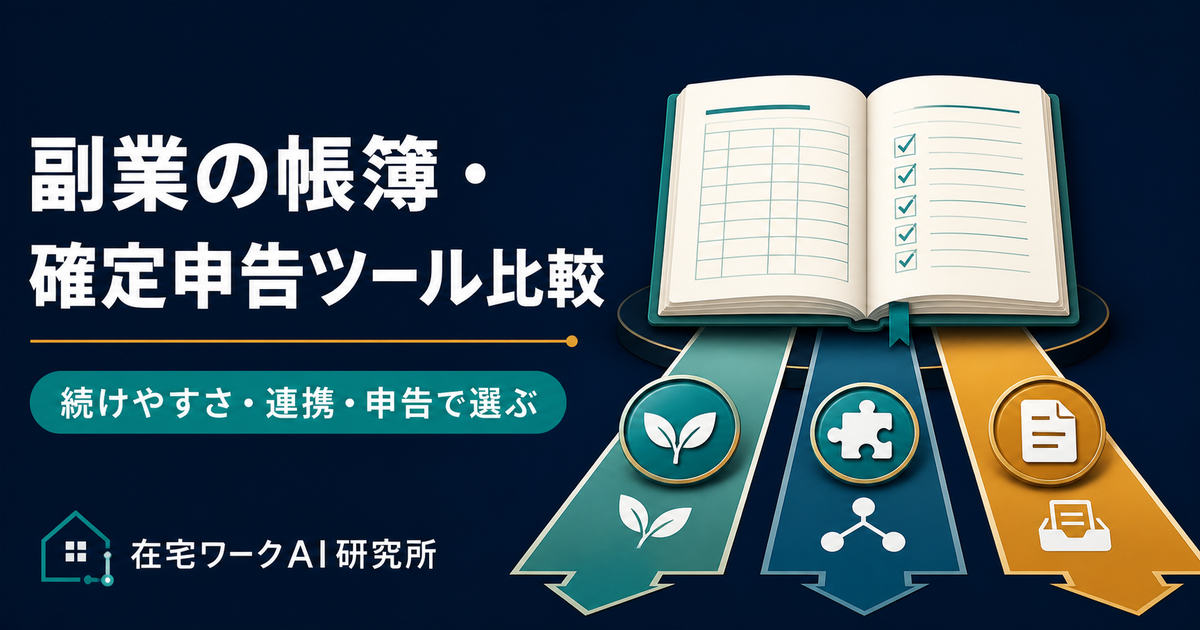 副業の帳簿・確定申告ツールを続けやすさ・連携・申告で選ぶ図