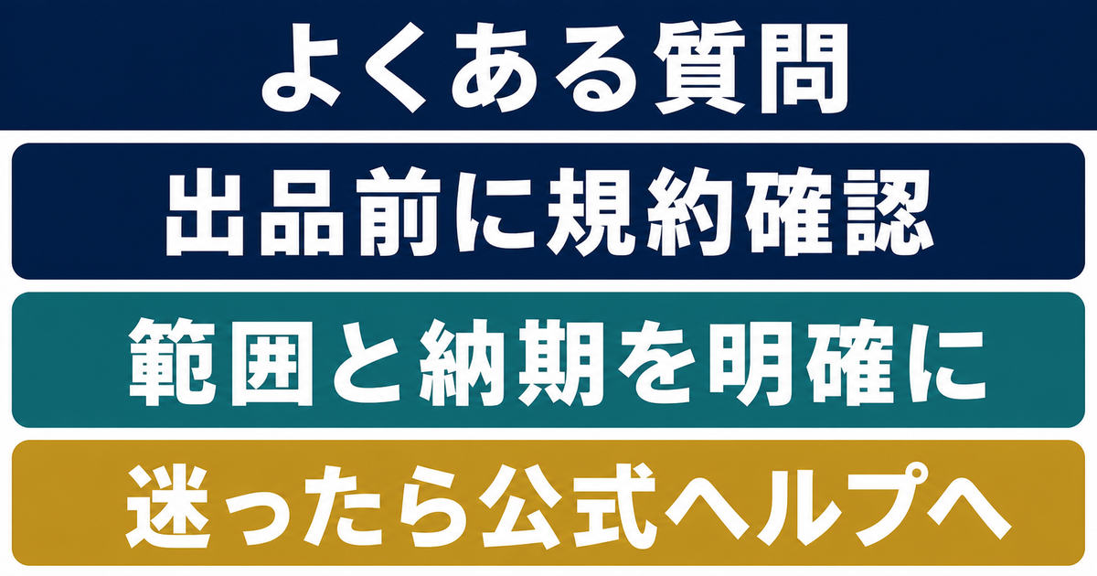 ココナラ出品前のよくある質問を3点で整理した図