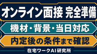 オンライン面接の機材・背景・当日対応・内定後確認をまとめたアイキャッチ