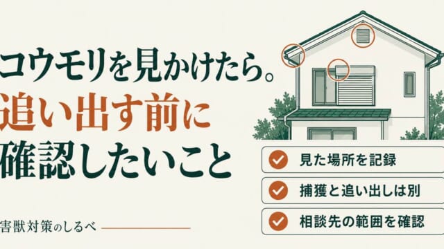 コウモリを見かけたら。追い出す前に確認したいことのイメージ