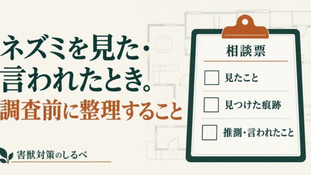 ネズミを見た・言われたとき。調査前に整理することのイメージ