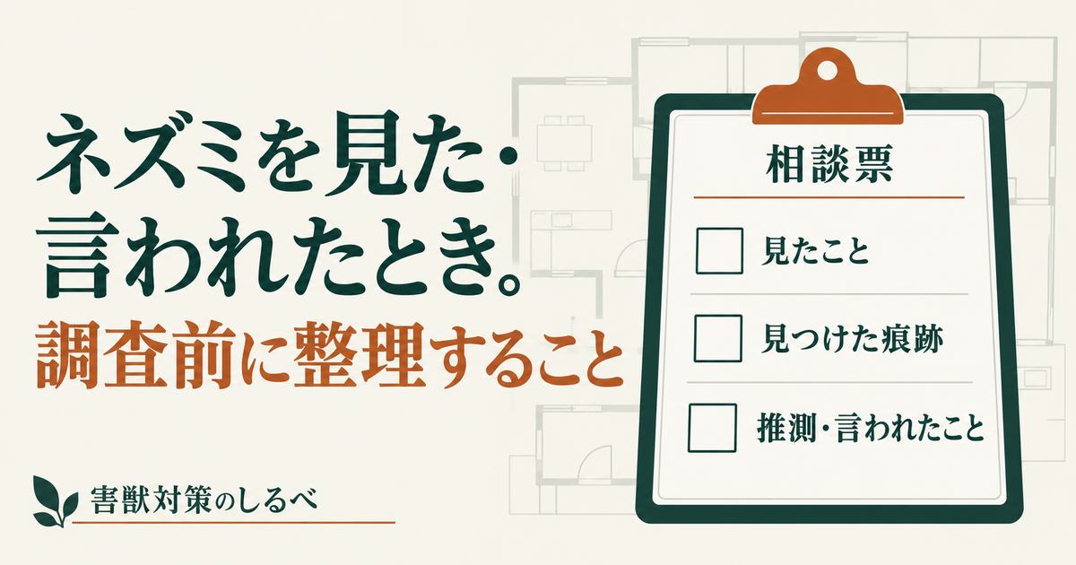 ネズミを見た・言われたとき。調査前に整理することのイメージ