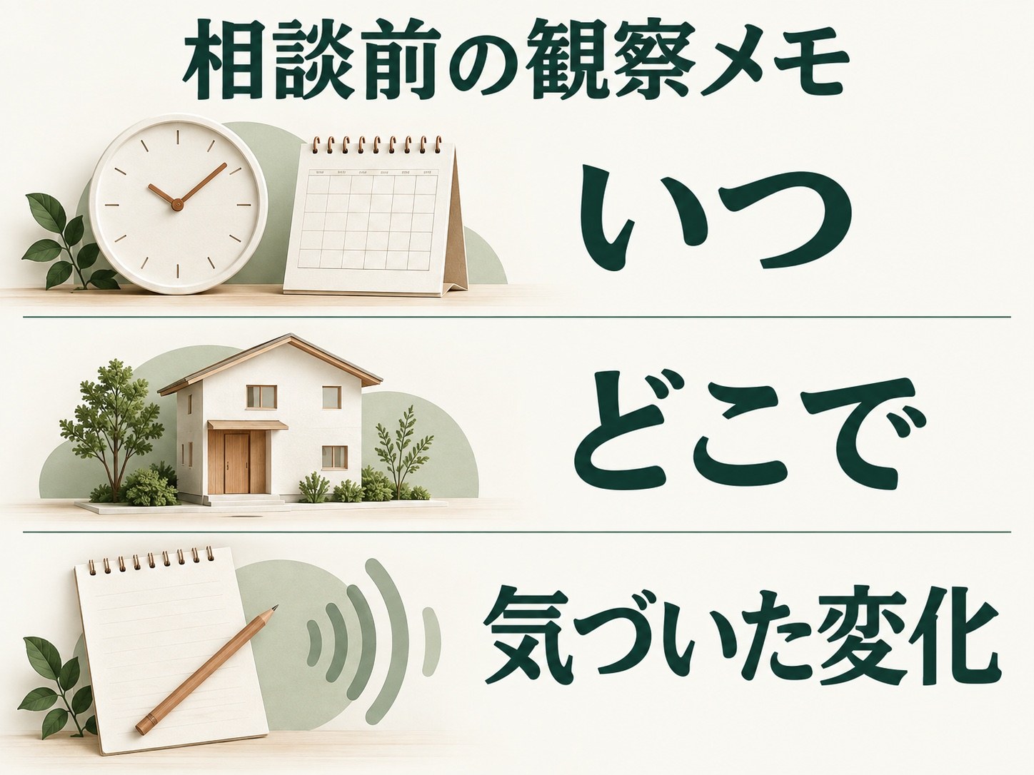 相談前の観察メモ:いつ、どこで、気づいた変化