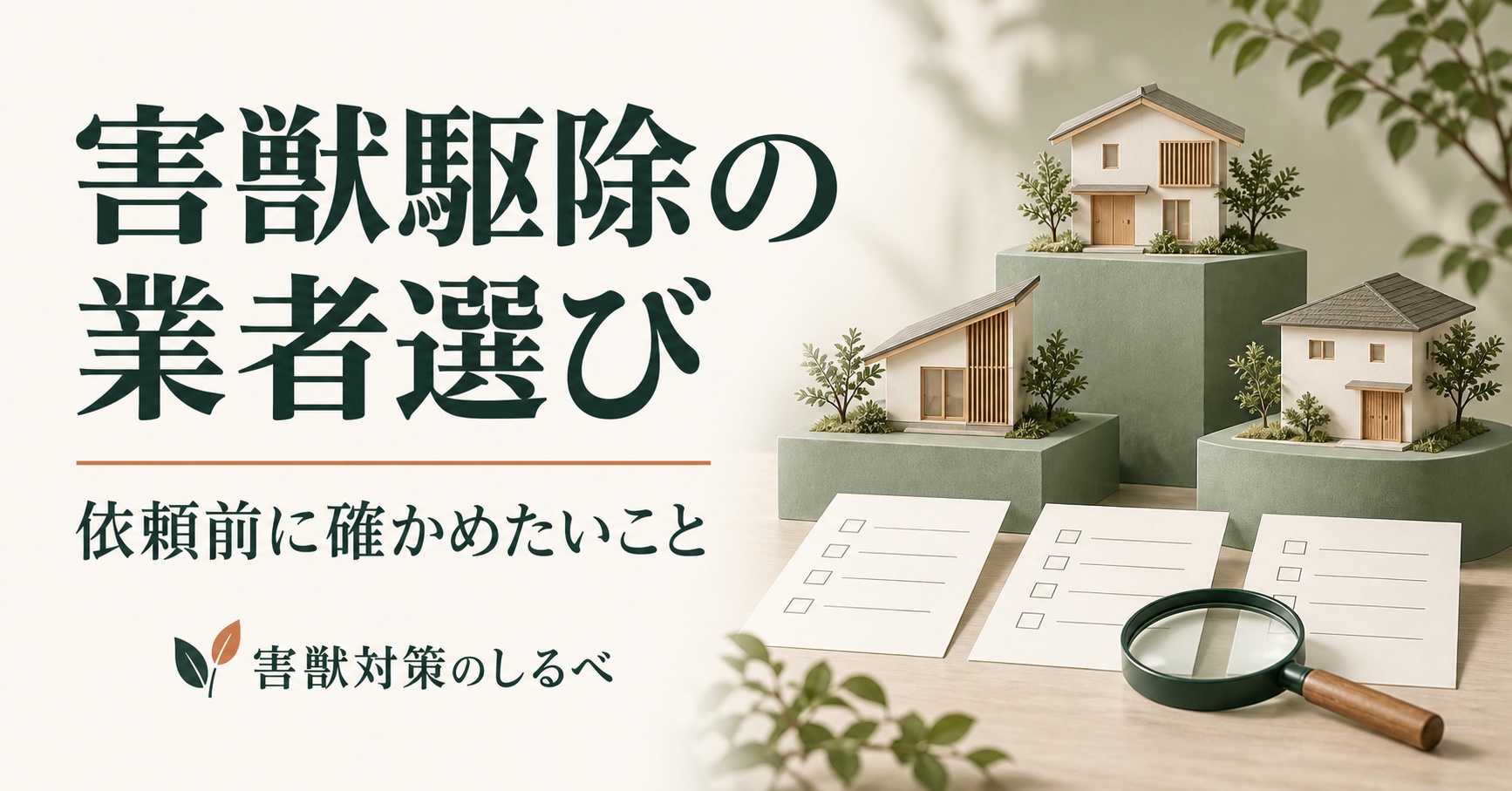 害獣駆除の業者選び。依頼前に確かめたいことのイメージ