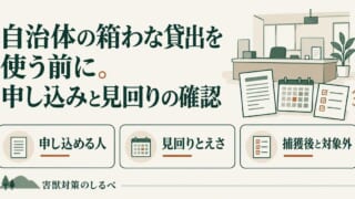 自治体の箱わな貸出を使う前に。申し込みと見回りの確認のイメージ