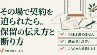 その場で契約を迫られたら。保留の伝え方と断り方のイメージ