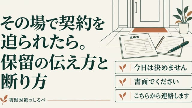 その場で契約を迫られたら。保留の伝え方と断り方のイメージ