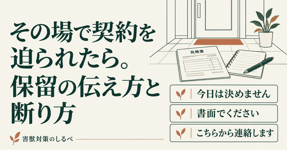 その場で契約を迫られたら。保留の伝え方と断り方のイメージ