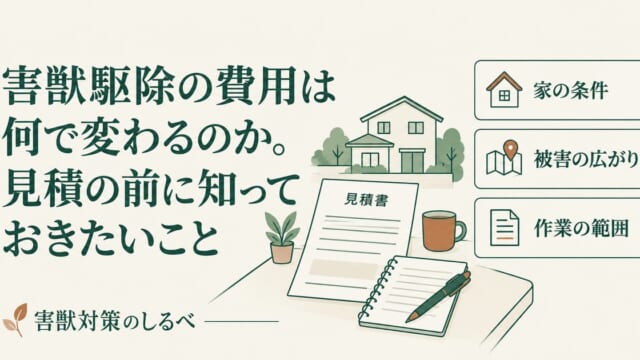 害獣駆除の費用は何で変わるのか。見積の前に知っておきたいことのイメージ