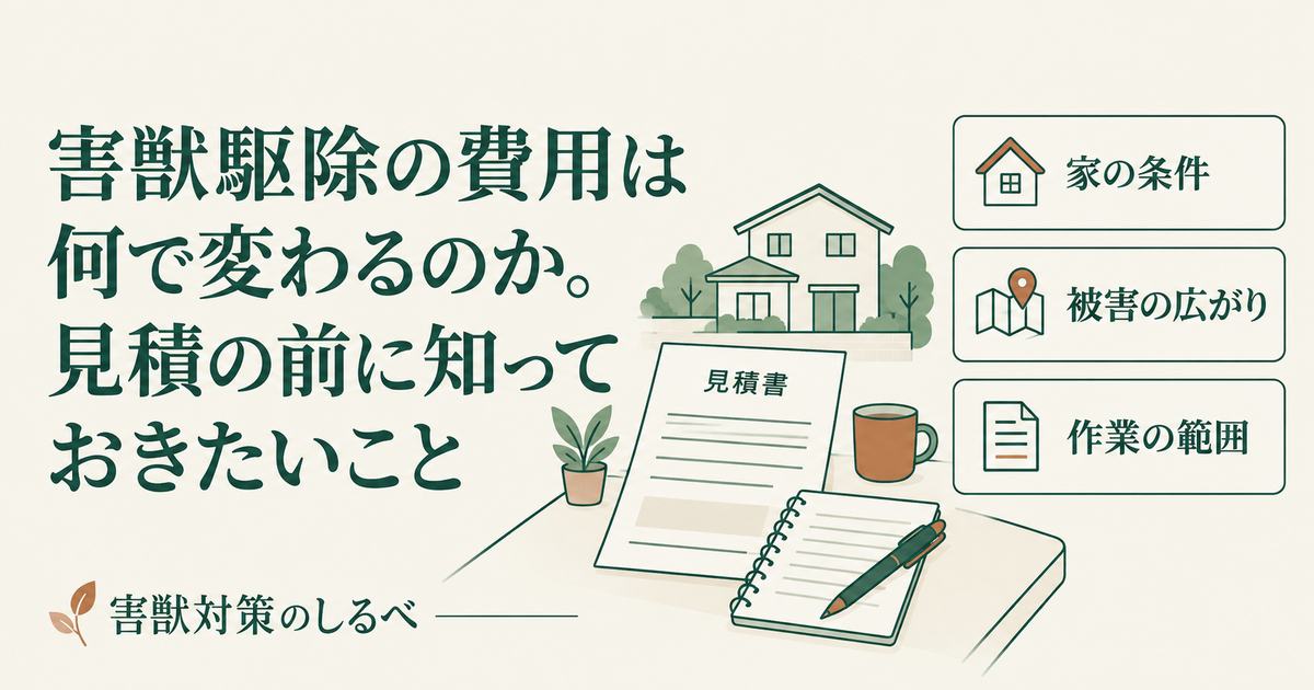 害獣駆除の費用は何で変わるのか。見積の前に知っておきたいことのイメージ