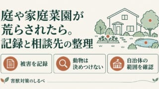 庭や家庭菜園が荒らされたら。記録と相談先の整理のイメージ