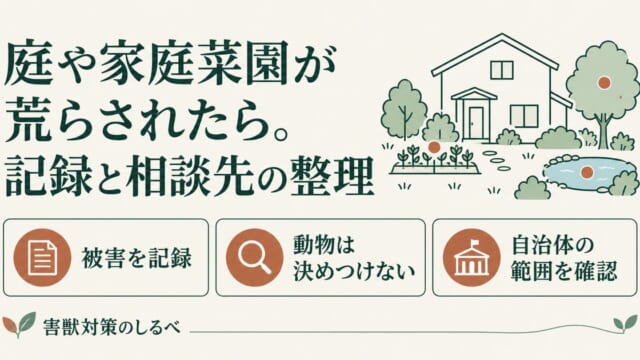 庭や家庭菜園が荒らされたら。記録と相談先の整理のイメージ