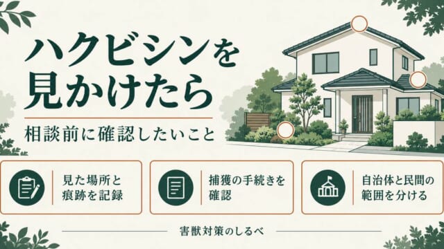 ハクビシンを見かけたら。相談前に確認したいことのイメージ