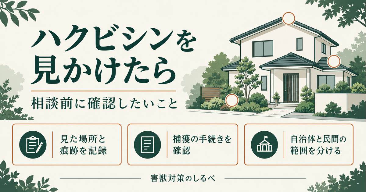 ハクビシンを見かけたら。相談前に確認したいことのイメージ