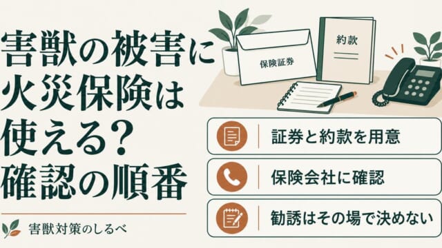 害獣の被害に火災保険は使える？確認の順番のイメージ