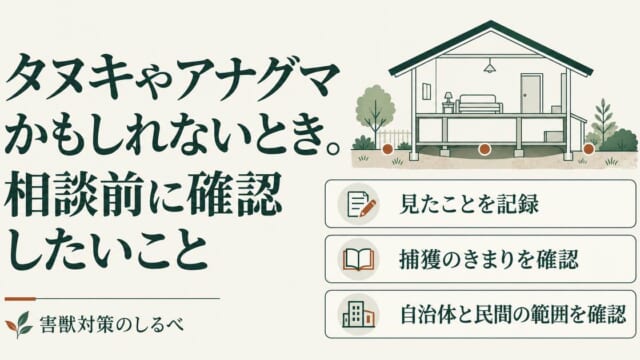 タヌキやアナグマかもしれないとき。相談前に確認したいことのイメージ