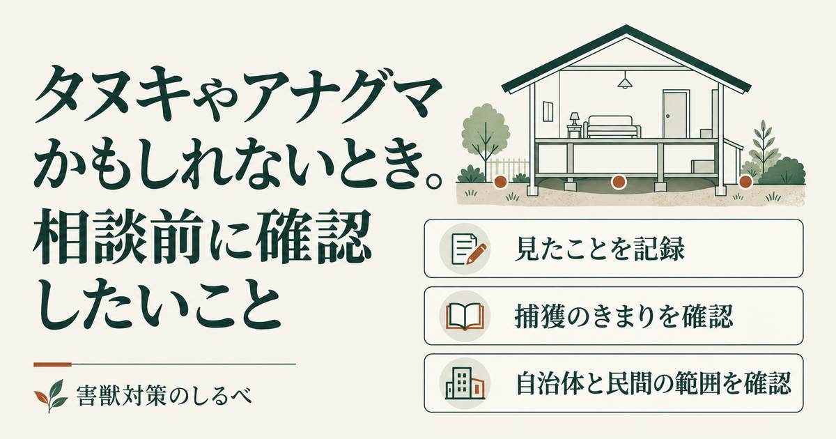 タヌキやアナグマかもしれないとき。相談前に確認したいことのイメージ