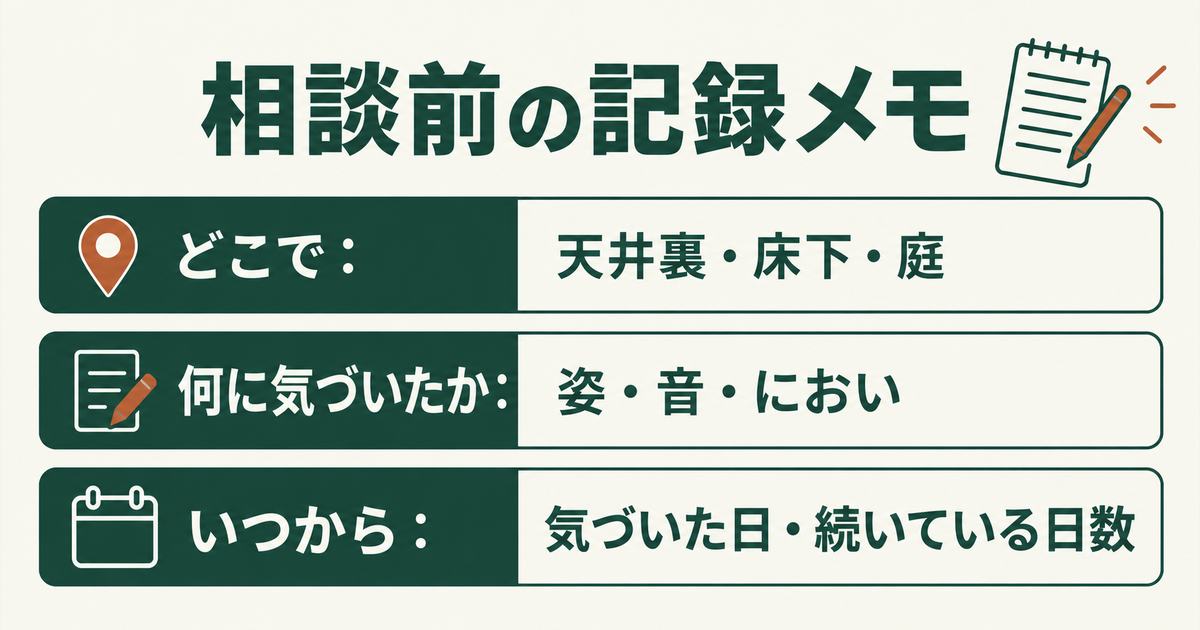 相談前の記録メモの3項目:どこで、何に気づいたか、いつから
