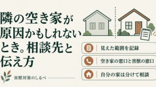 隣の空き家が原因かもしれないとき。相談先と伝え方のイメージ