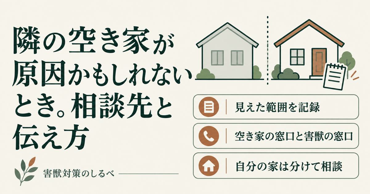 隣の空き家が原因かもしれないとき。相談先と伝え方のイメージ